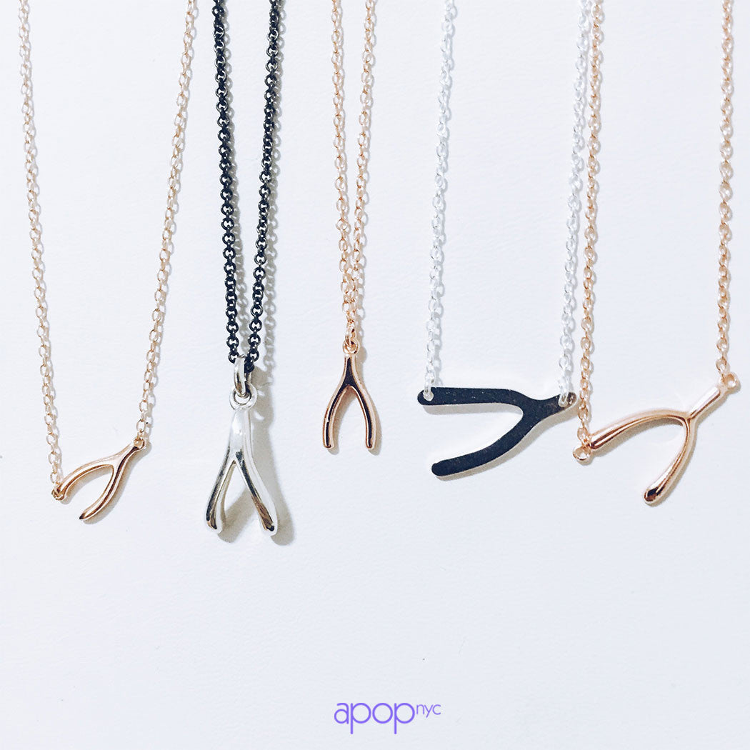 Rosy Mini Wishbone Necklace