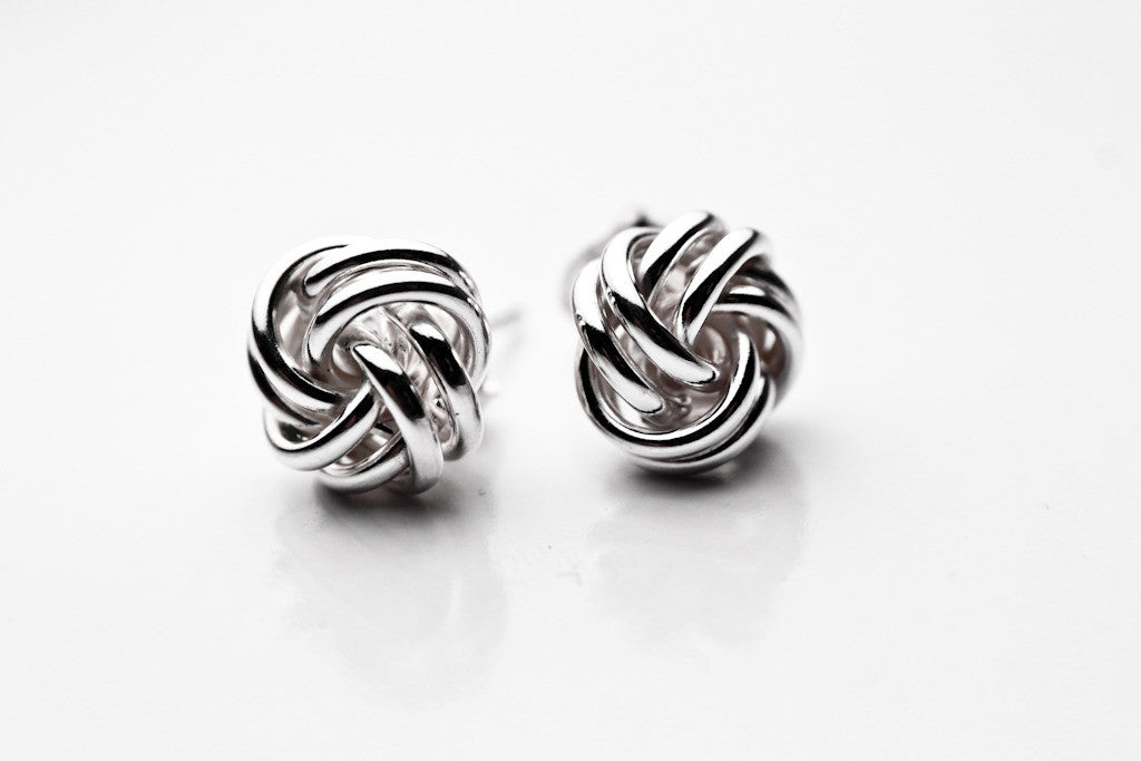 Sterling Silver Love Knot Earrings Studs "Knotty"