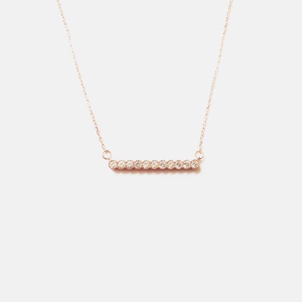 Rosy Bar Necklace with Stones 16-17 inch