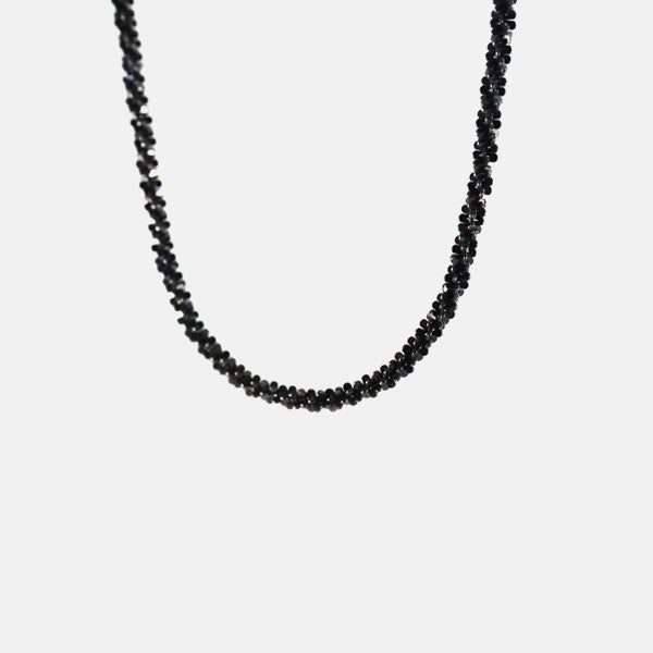 "Black Sequins" Blackened Silver Chain Necklace 20 inch