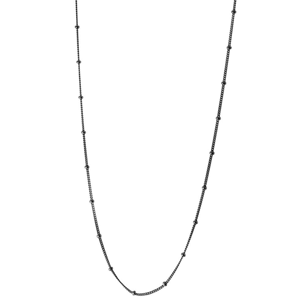 Blackened Silver Curb Beaded Chain Necklace 16 inch + 2 inch extender