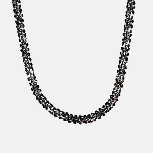 "Black Sequins" Blackened Silver Chain Necklace 20 inch