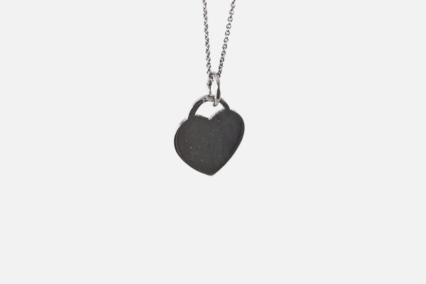 Sterling Silver Black Heart Pendant Necklace