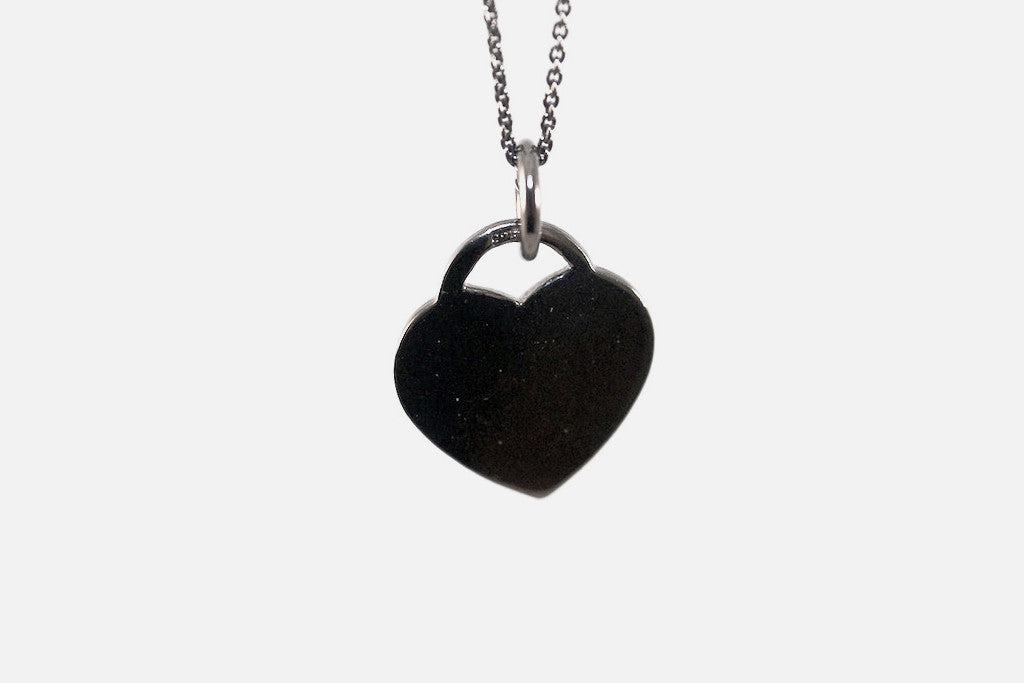 Sterling Silver Black Heart Pendant Necklace