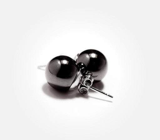 Sterling Silver Round Mini Hematite Earrings Studs