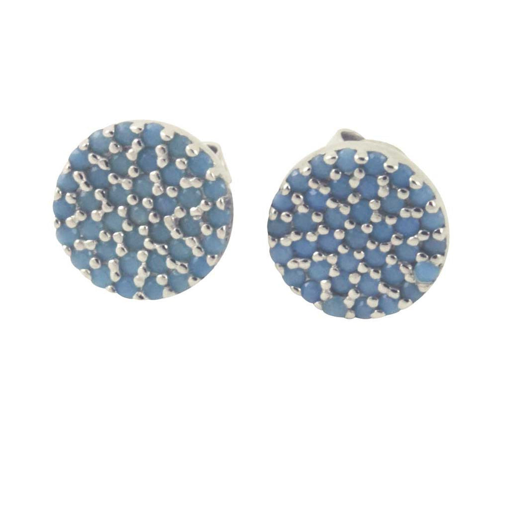 Turkoise Blue Pave Stud Earrings