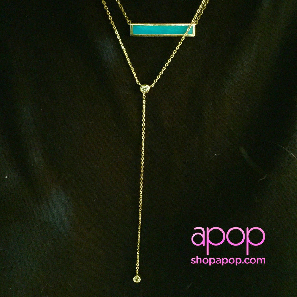 Gold-Dipped Solitaire CZ Lariat Necklace