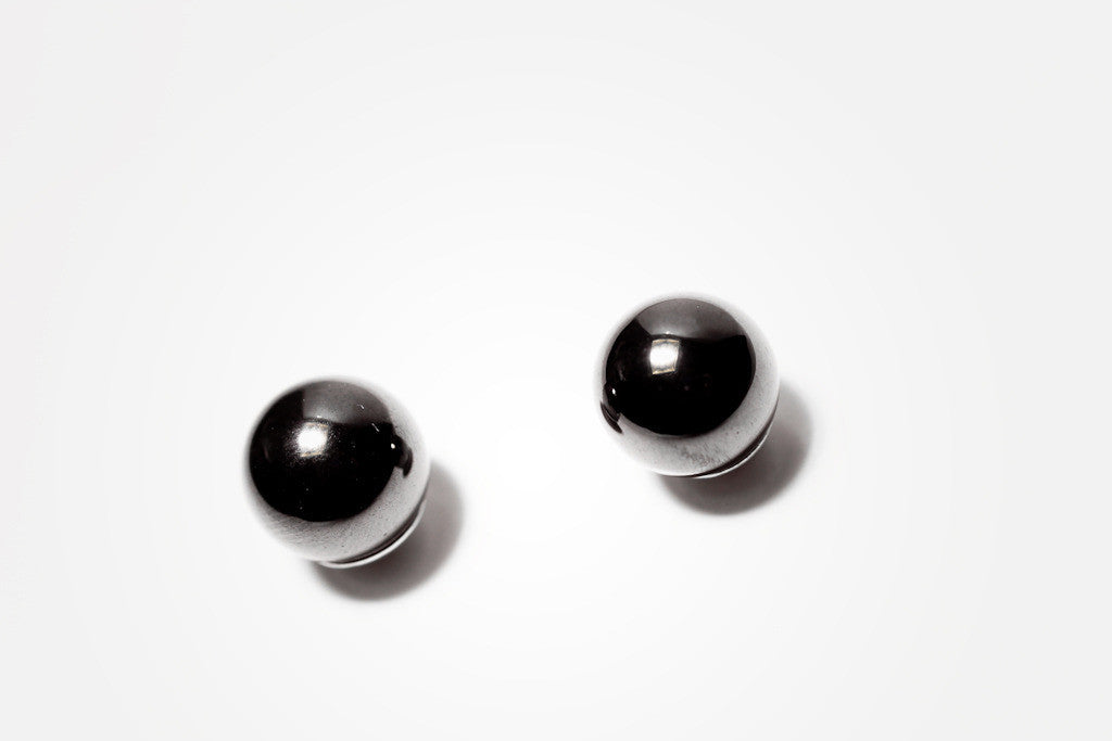 Round Hematite Earrings Studs