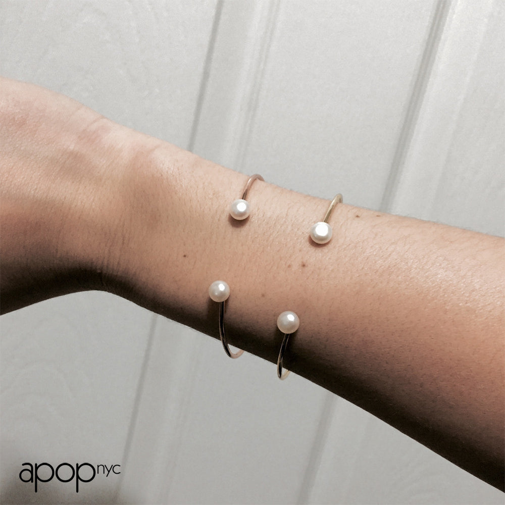 "Buttons" Double Pearl Cuff Bracelet Gold-Dipped