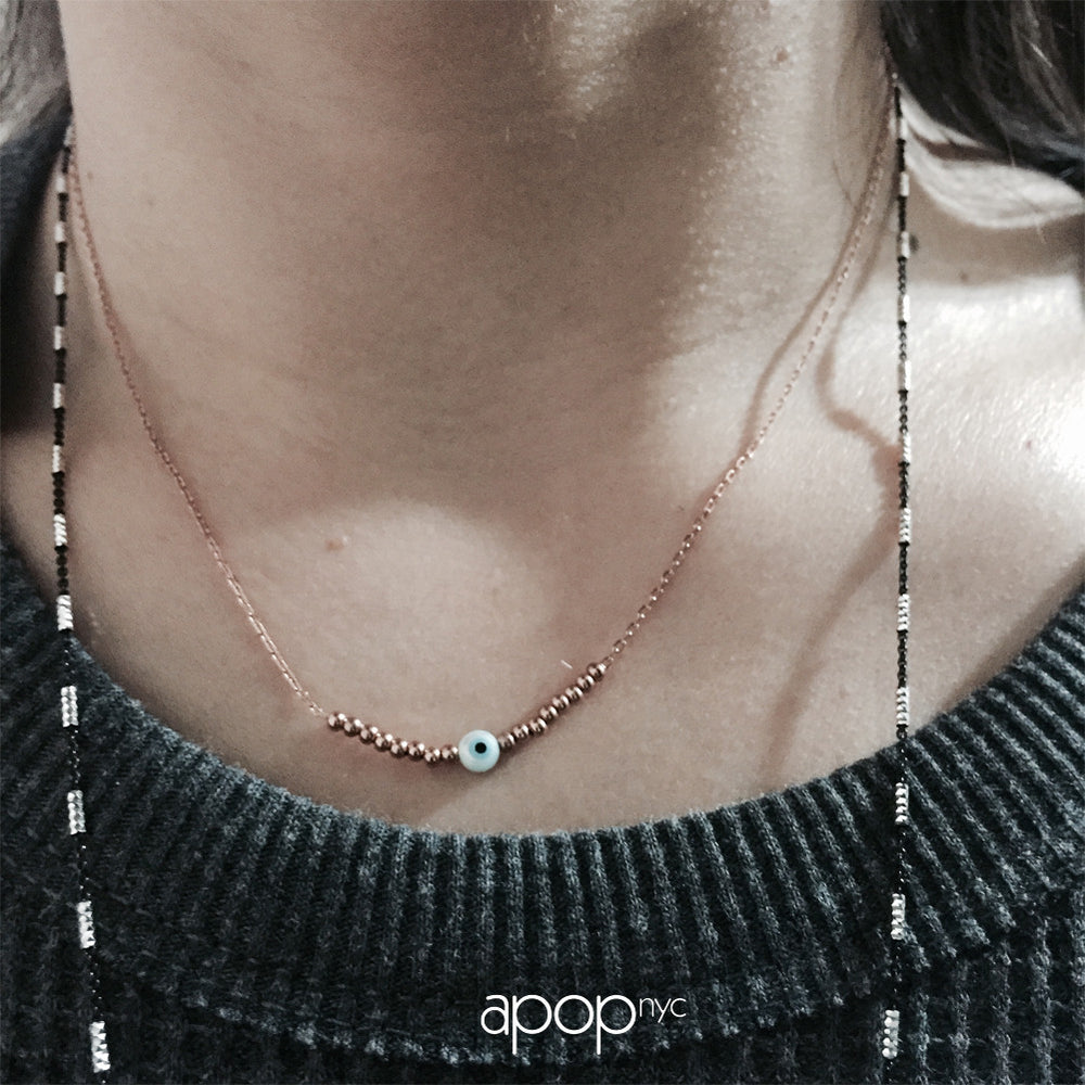 Two-Tone Sterling & Black Chain Necklace 30 inch