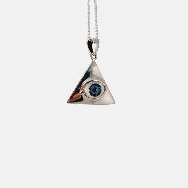 Sterling Silver Blue "Eye of Providence" Pendant Necklace