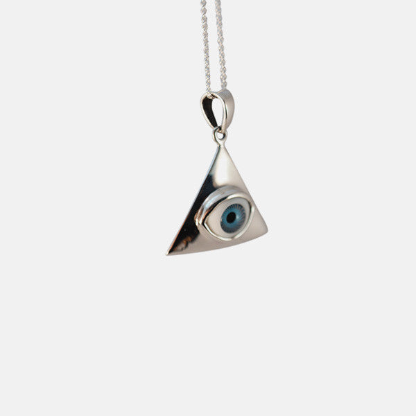Sterling Silver Blue "Eye of Providence" Pendant Necklace
