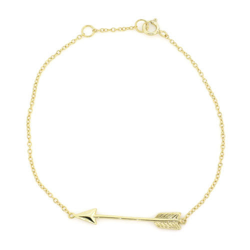 Gold-Dipped Chevron Arrow Charm Bracelet 7 inch