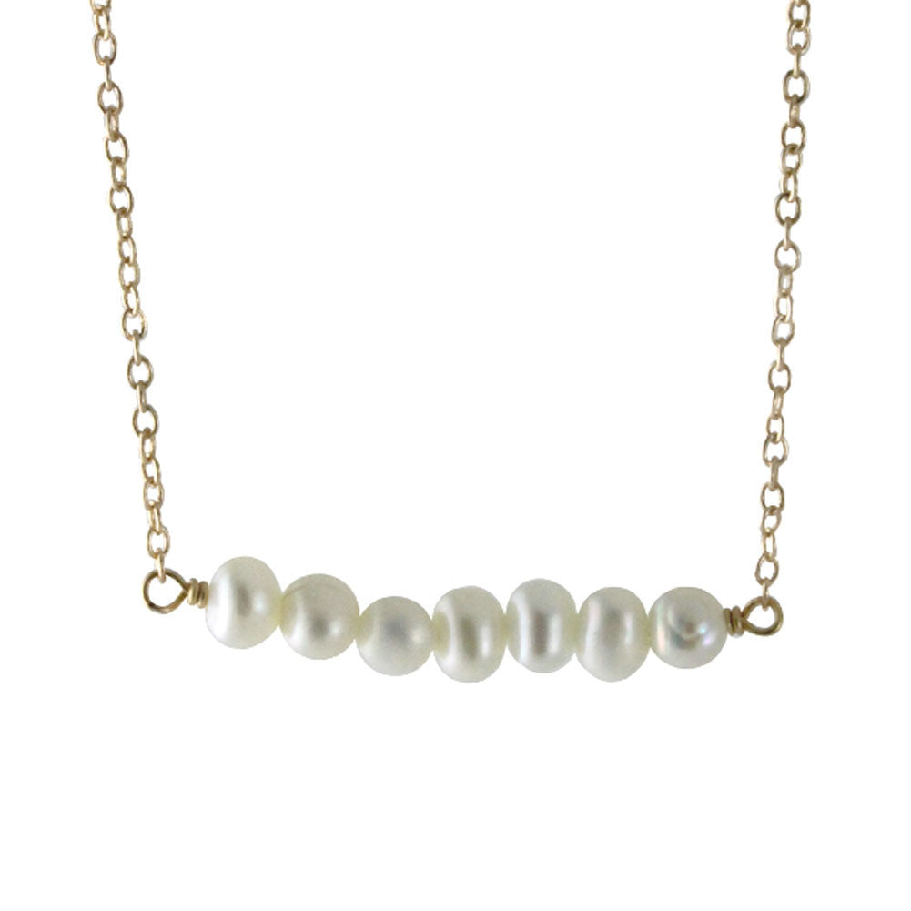 Gold-Dipped Pearl Bar Necklace