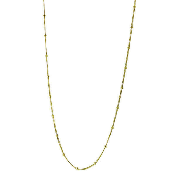 Gold-Dipped Curb Beaded Chain Necklace 16 inch + 2 inch extender