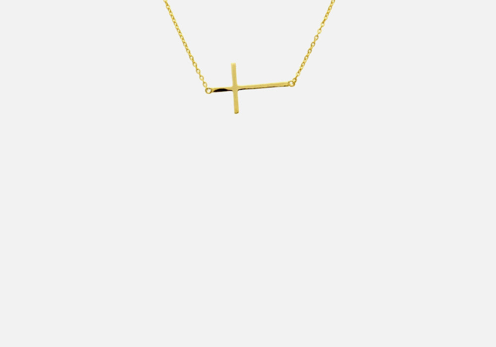 Gold-Dipped Horizontal Cross Necklace