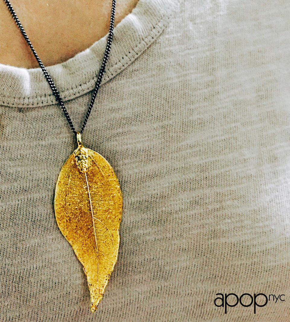 Rose Gold-Plated Organic Leaf Pendant
