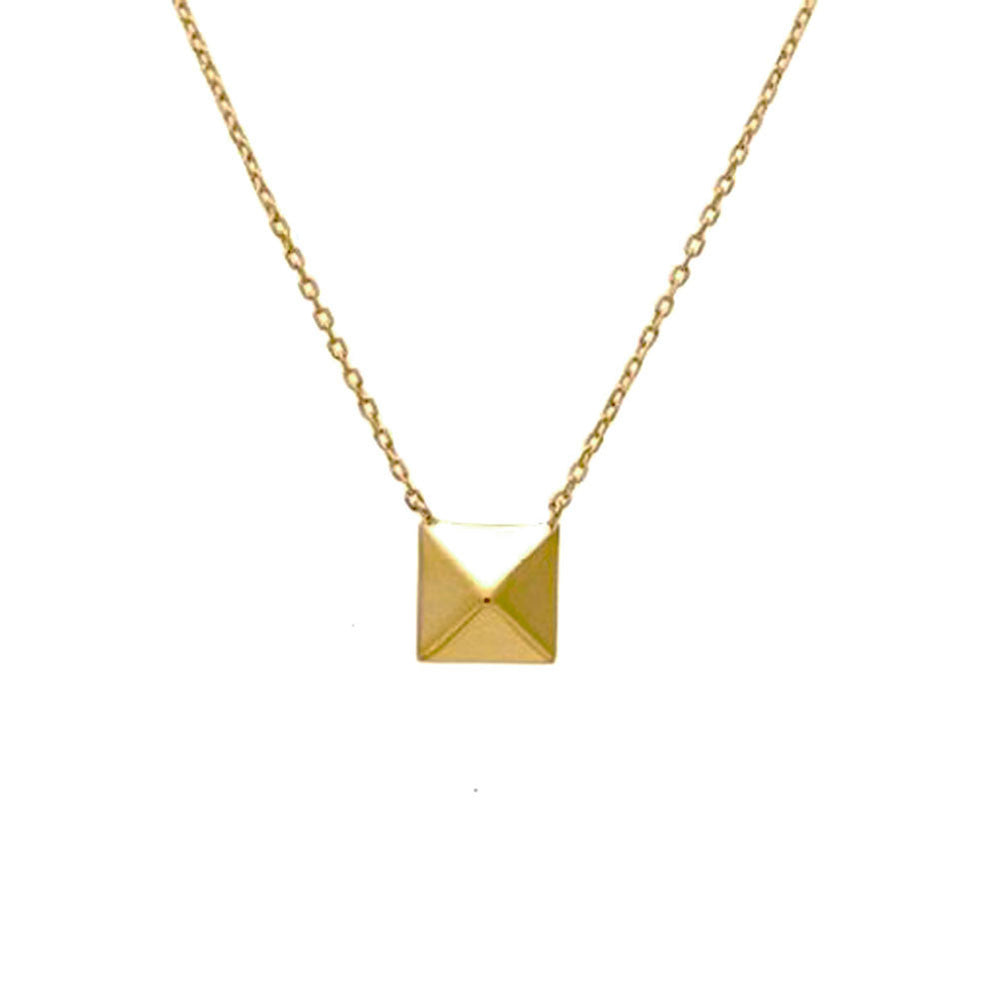 Gold-Dipped Single Pyramid Stud Necklace 17 inch