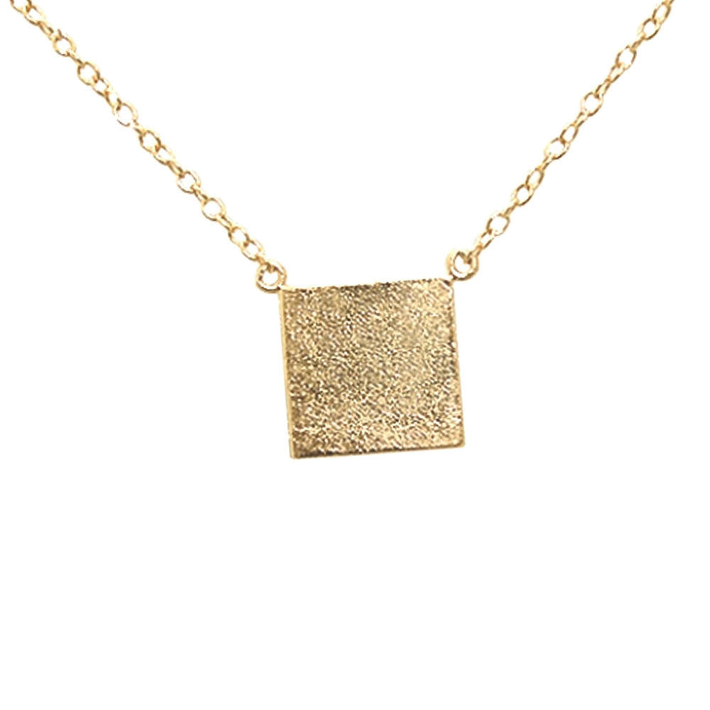 Gold-Dipped Plain Square Pendant Necklace