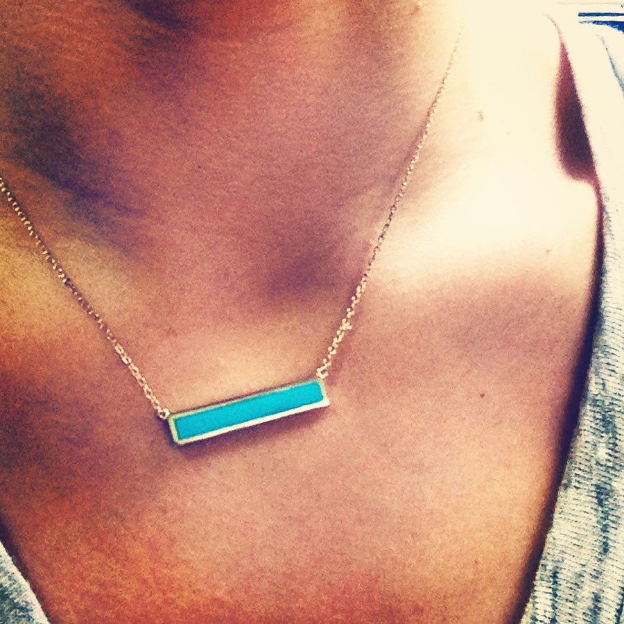 Gold-Dipped Turkoise Slice Necklace