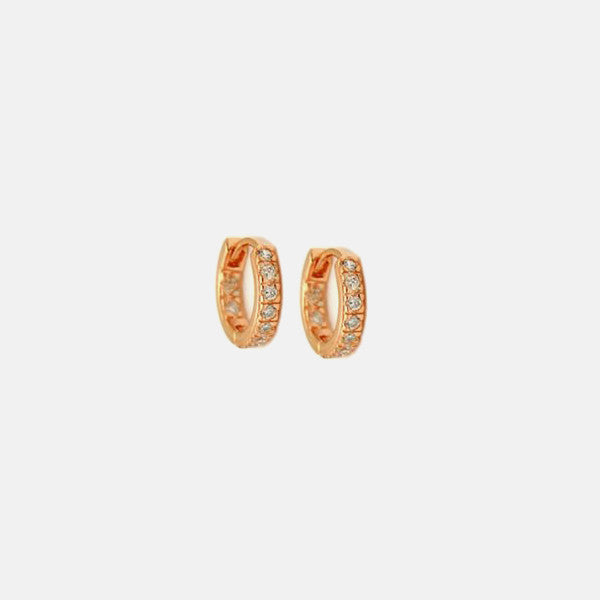 Rosy CZ Huggie Round Mini Hoop Earrings "InsideOutside"