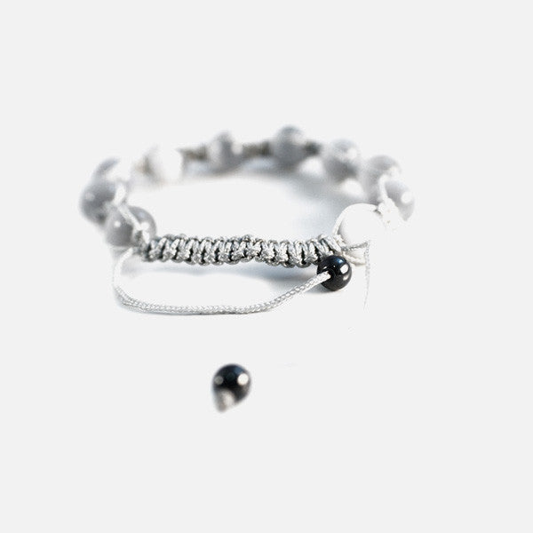 Grey Stone Beaded Friendship Macrame Bracelet