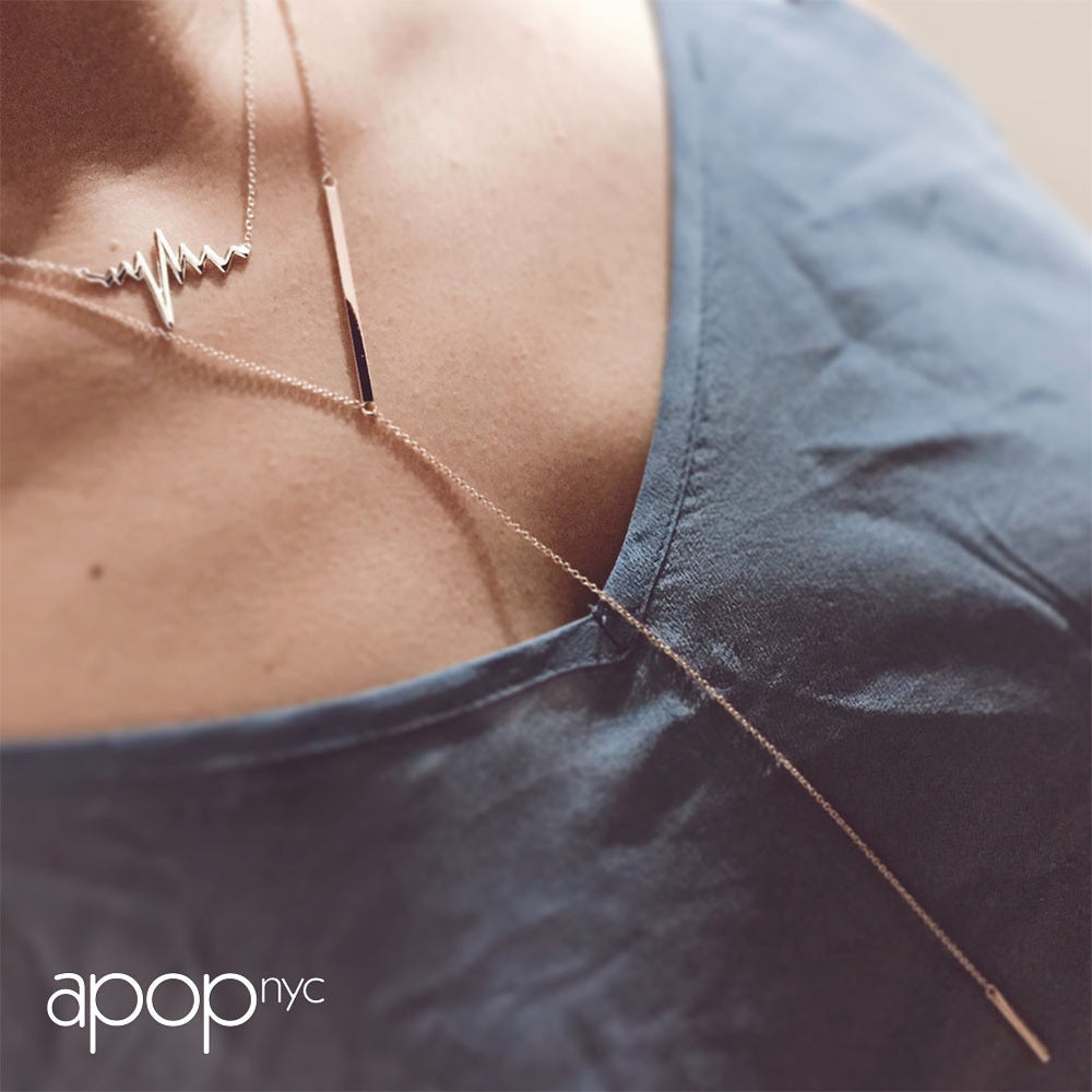 Gold-Dipped "Heartbeat" Necklace 17 inch