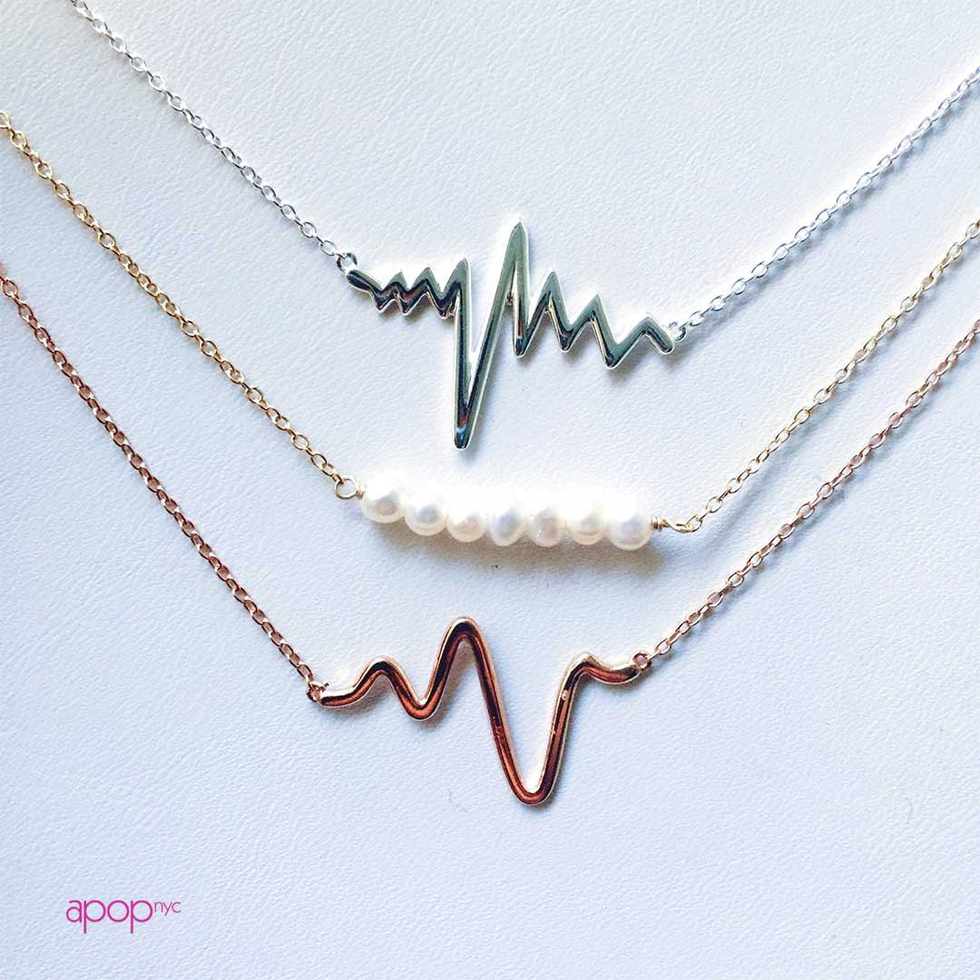 Gold-Dipped "Heartbeat" Necklace 17 inch