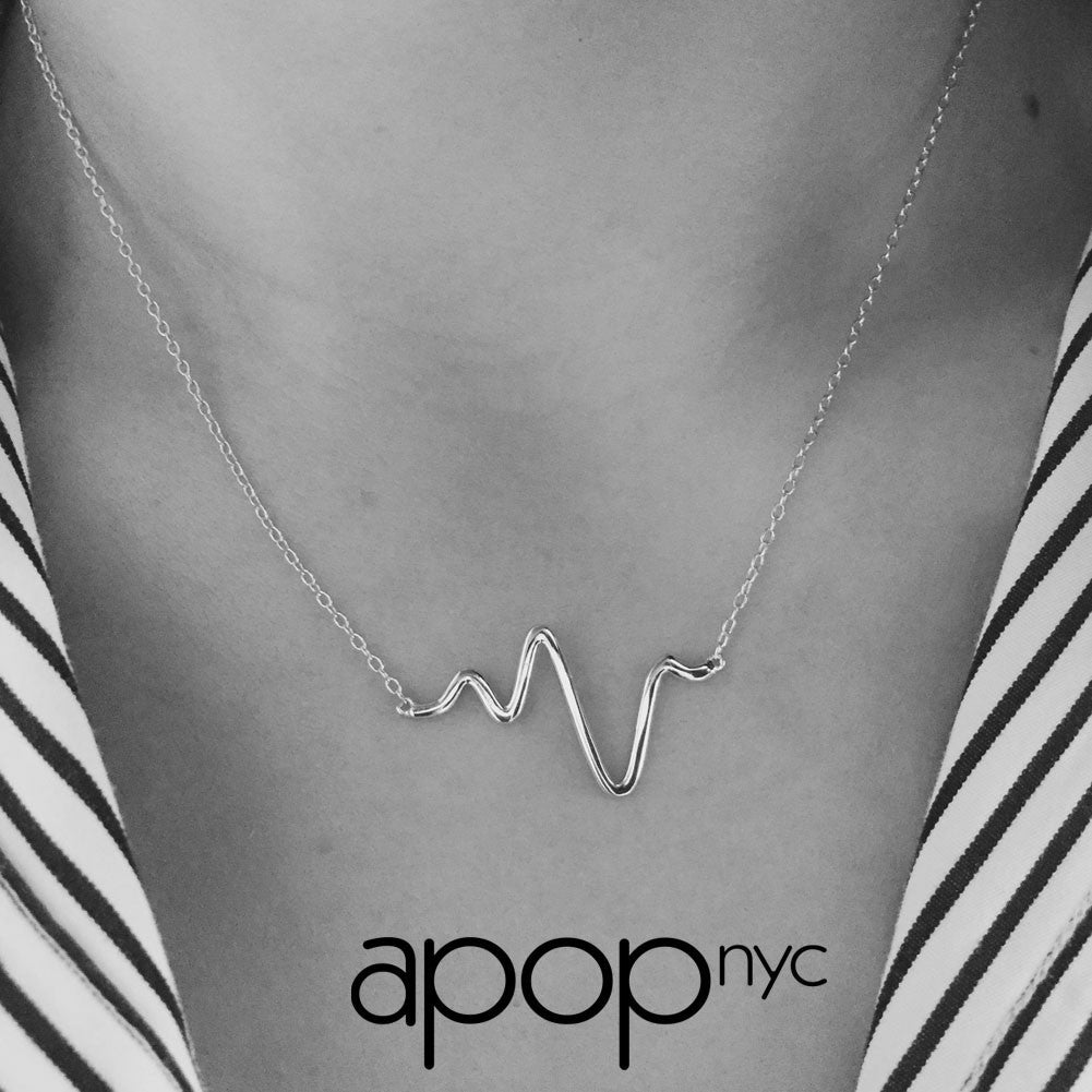 Sterling Silver "Heartbeat" Necklace 16 - 17 inch