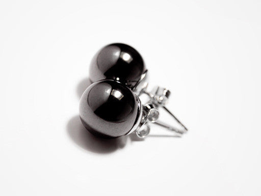 Round Hematite Earrings Studs