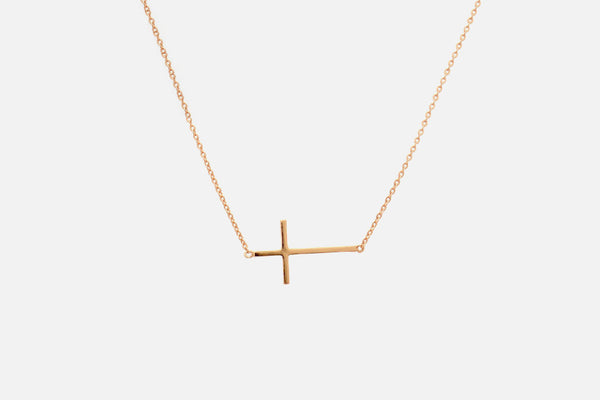 Rosy Horizontal Cross Necklace 16 inch Sale