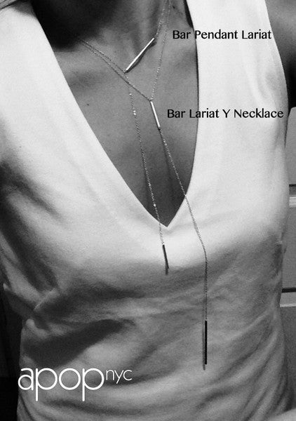Sterling Silver Bar Lariat Y Necklace 18 inch