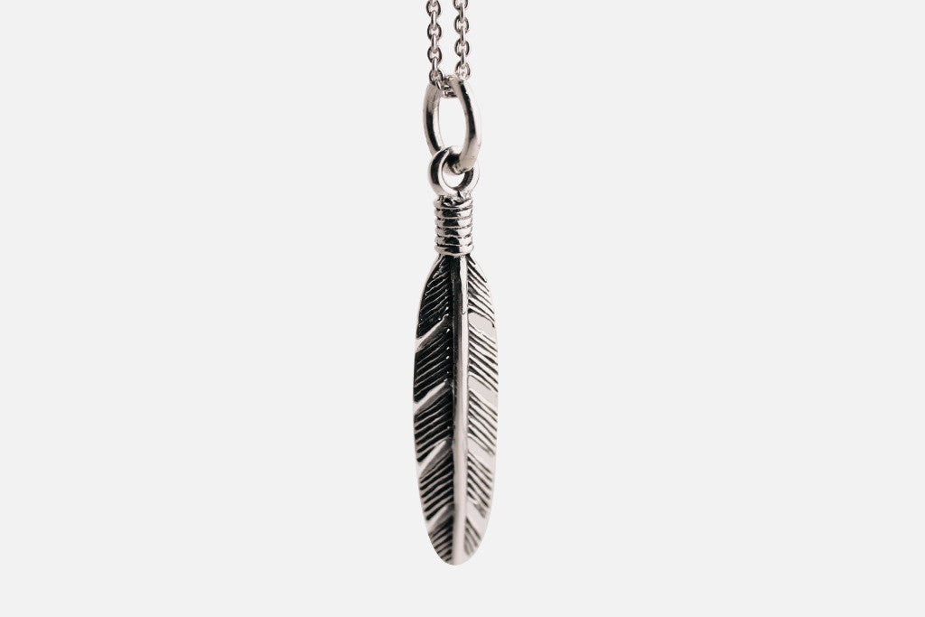 Sterling Silver Small Feather Charm Necklace