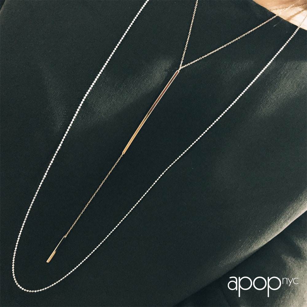 "Jump" Vertical Bar Drop Lariat Necklace 18 inch