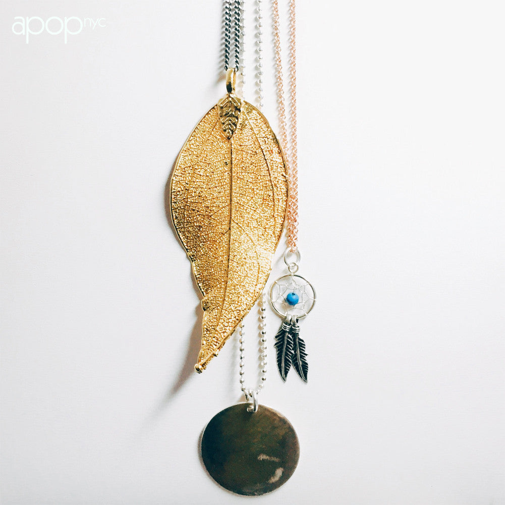 Mixed Metals Large Round Medallion Pendant Necklace