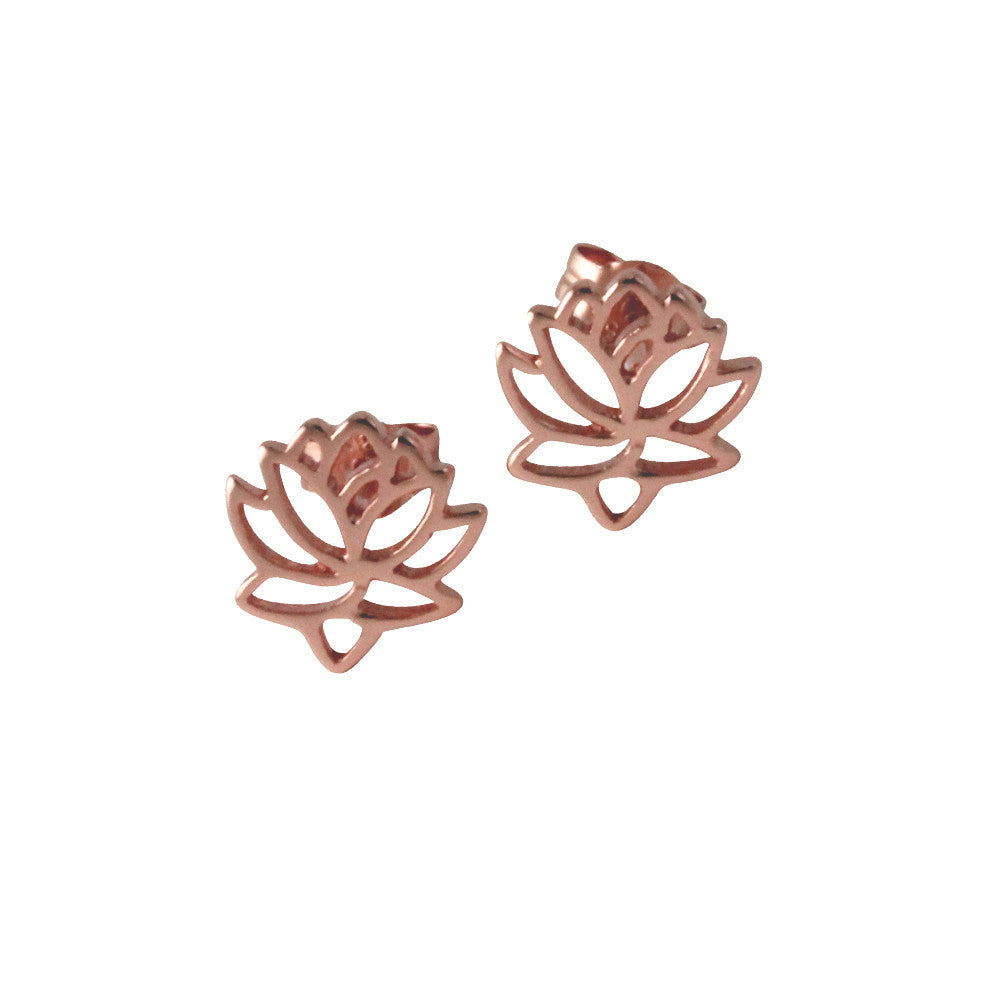 Rosy Lotus Stud Earrings Flower