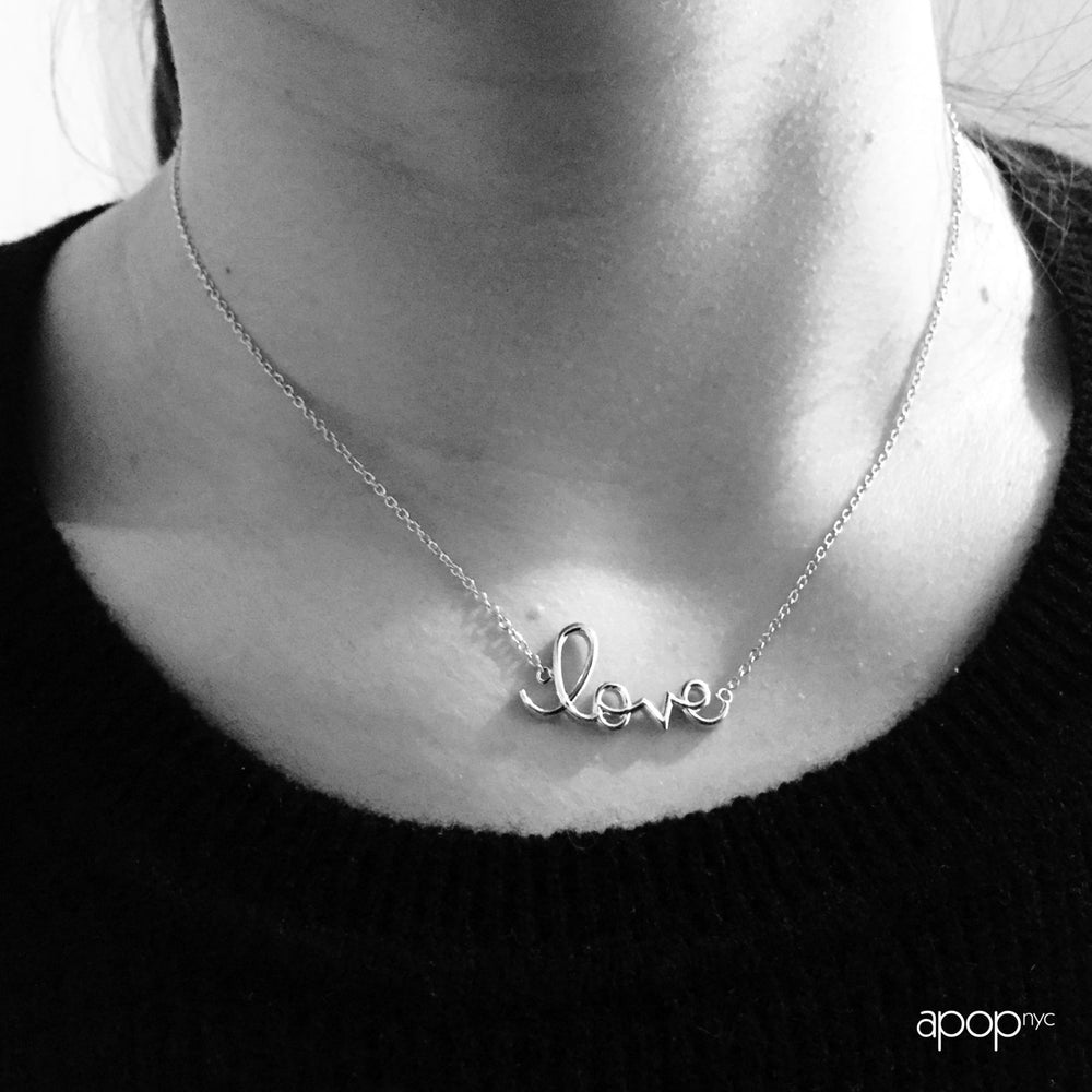 Rose Gold-Dipped Cursive "Love" Necklace