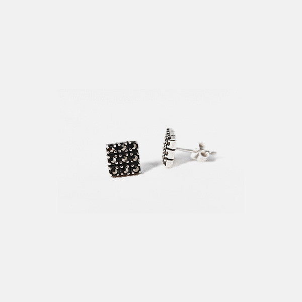 Square Sterling Silver Marcasite Earrings