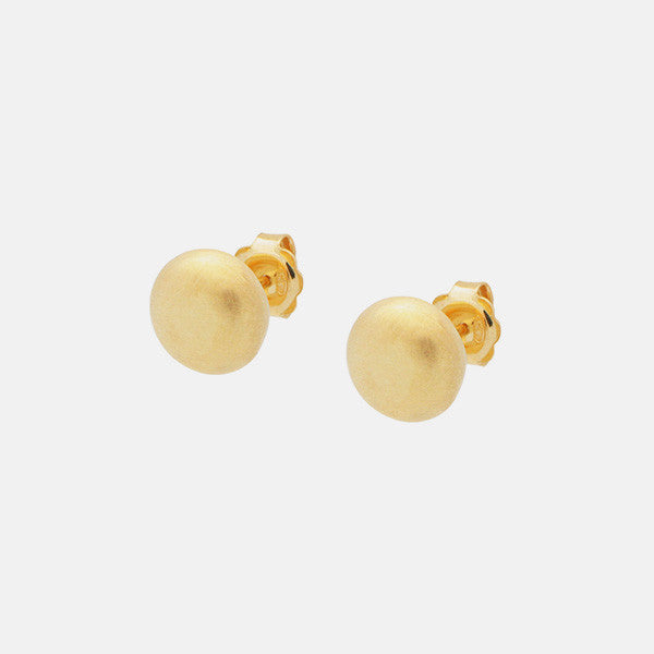 Gold-Dipped Matte Round Puffy Stud Earrings
