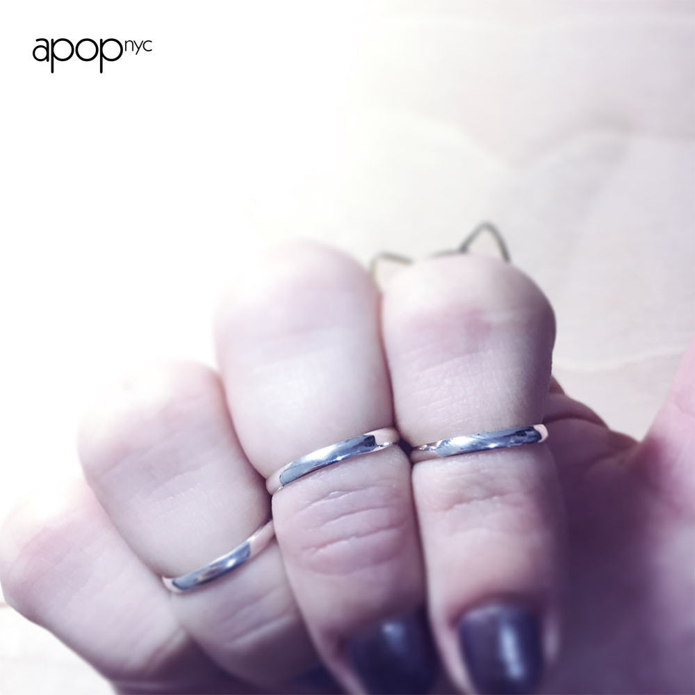"Whispers" Sterling Silver Thin Band Midi Ring 2mm
