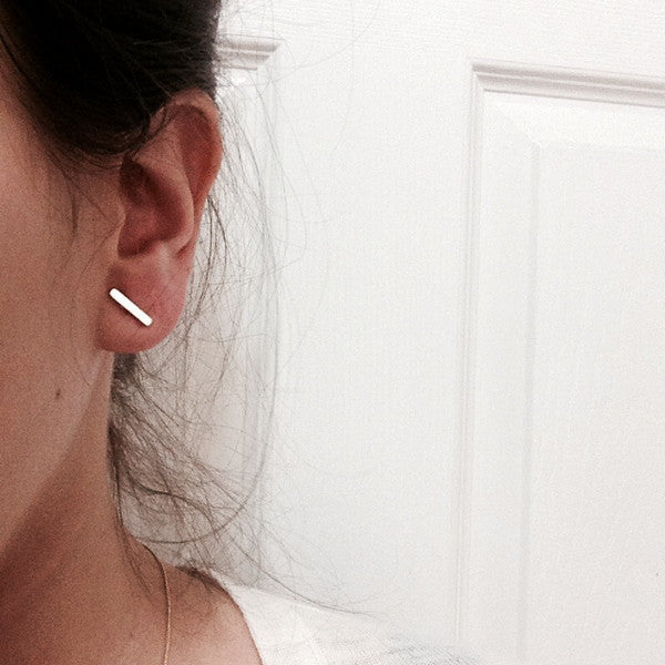 Rose Gold-Dipped Bar Stud Earrings