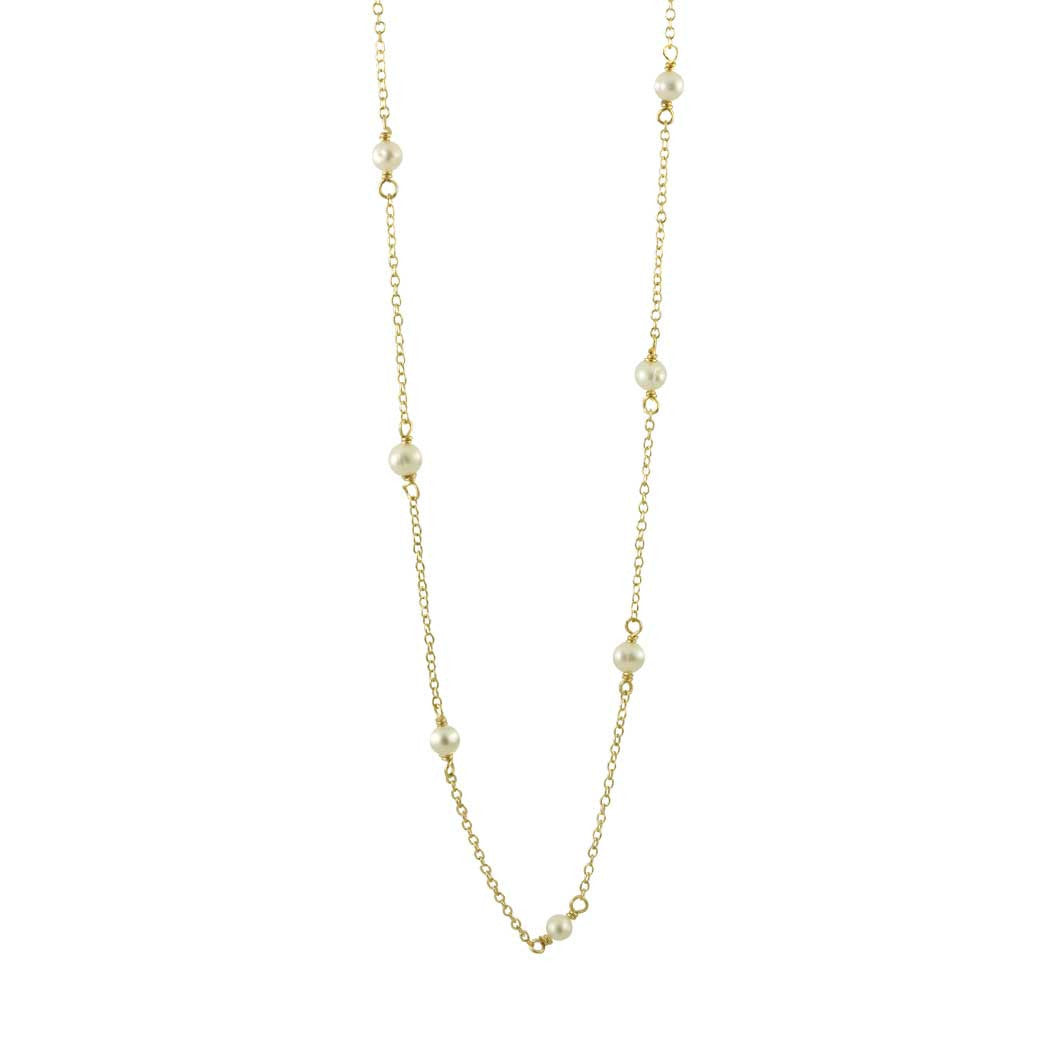 Sterling Silver Mini Pearl Tin Cup Necklace