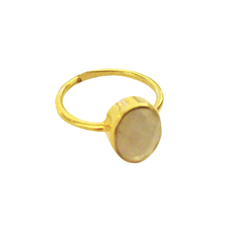 Gold-Dipped "Peary Moonstoney" White Stone Ring