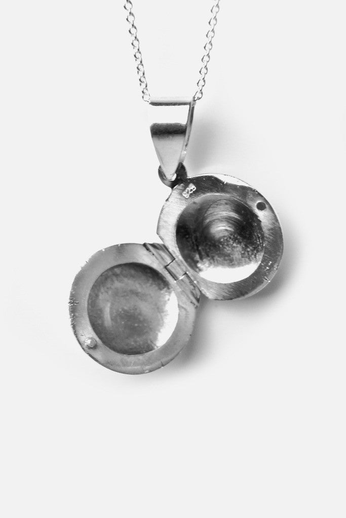 Sterling Silver Mini Round Locket Pendant Necklace