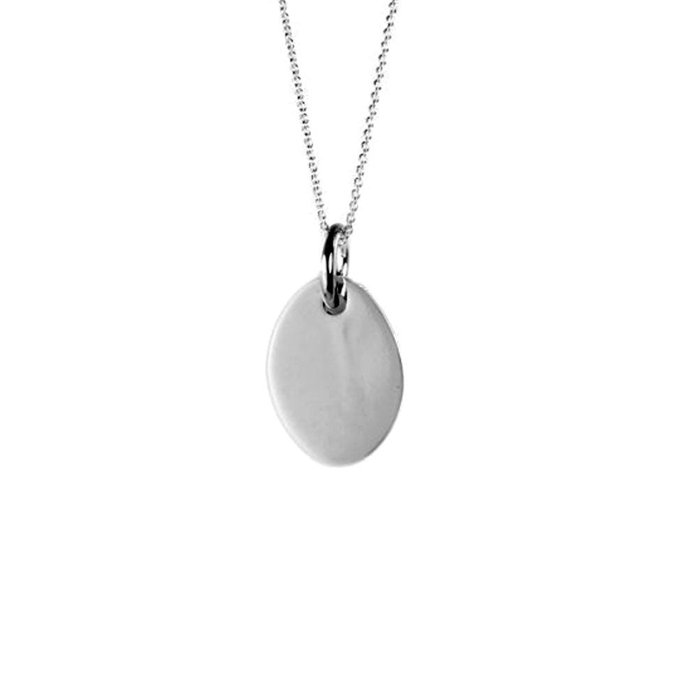 Sterling Silver Oval Tag Pendant Necklace