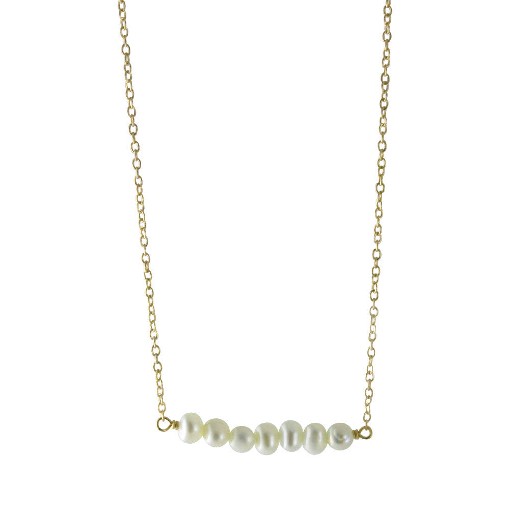 Gold-Dipped Pearl Bar Necklace