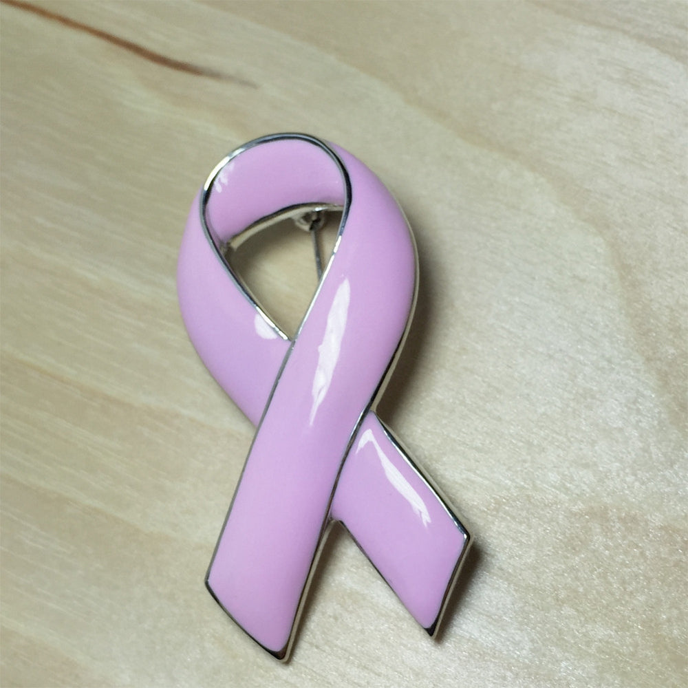 Pink Ribbon Safety Pin Brooch