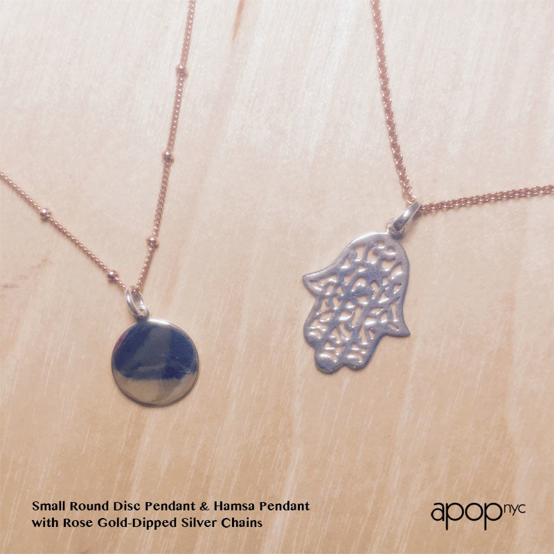 Sterling Silver Round Disc Charm Necklace