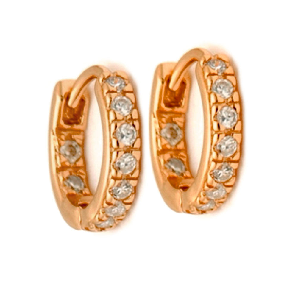 Rosy CZ Huggie Round Mini Hoop Earrings "InsideOutside"