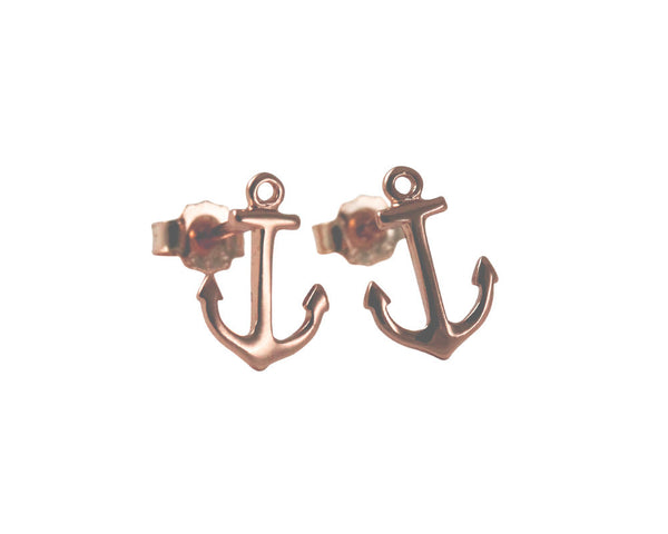 Rosy Nautical Anchor Stud Earrings